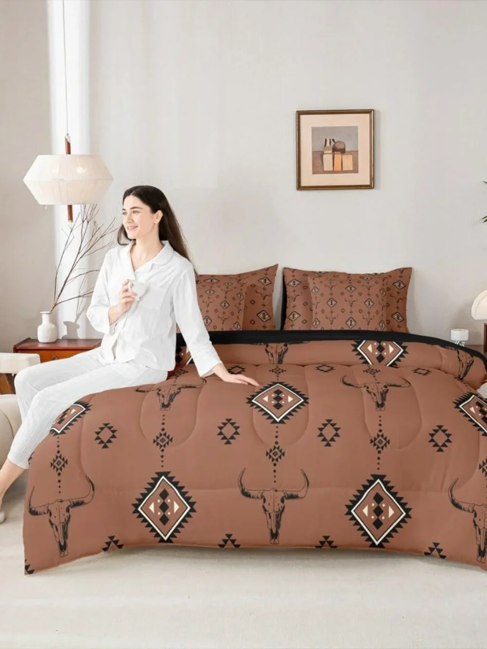 Southwestern Geometric 7 Pieces Comforter Sets Full,Cowboy Boho Aztec Bedding Se
